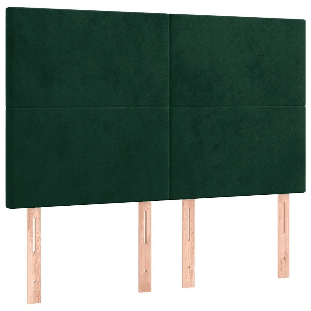 Testiera a LED Verde Scuro 144x5x118/128cm in Velluto