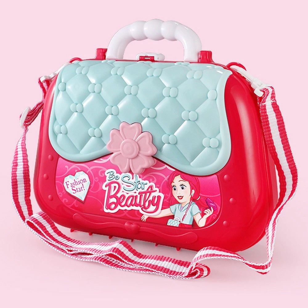 Trade Shop - Valigetta Beauty Specchio Giocattolo Bambini 17 Accessori Bellezza Con Tracolla -