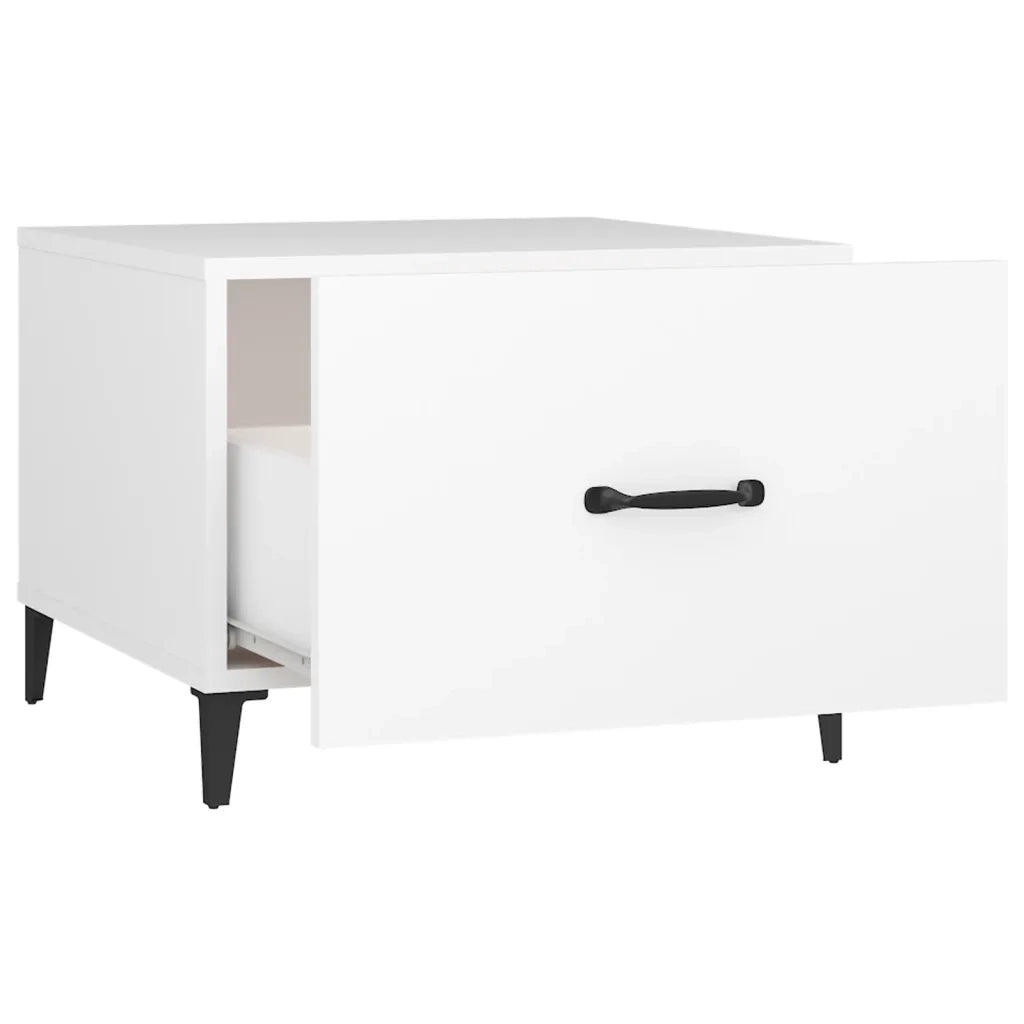 Tavolino da Salotto con Gambe in Metallo Bianco 50x50x40 cm
