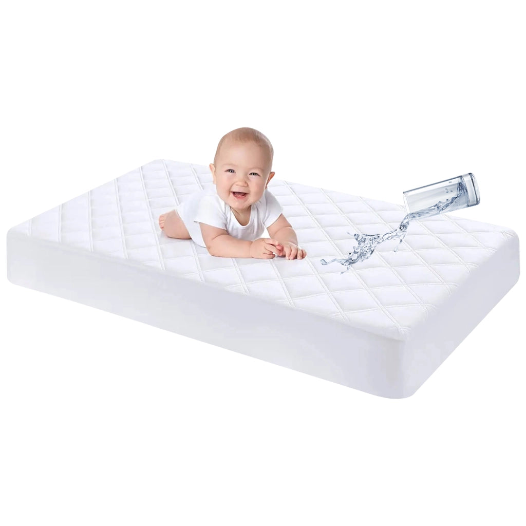 Coprimaterasso Neonati Impermeabile Trapuntato Lettino Culla 60x120 Cm  Antiacaro Micro Traspirante Silenzioso Barriera Liquidi Angoli Elasticizzati SalvaPipi Salva Proteggi Materasso Bambino Bianco - 2 Pezzi