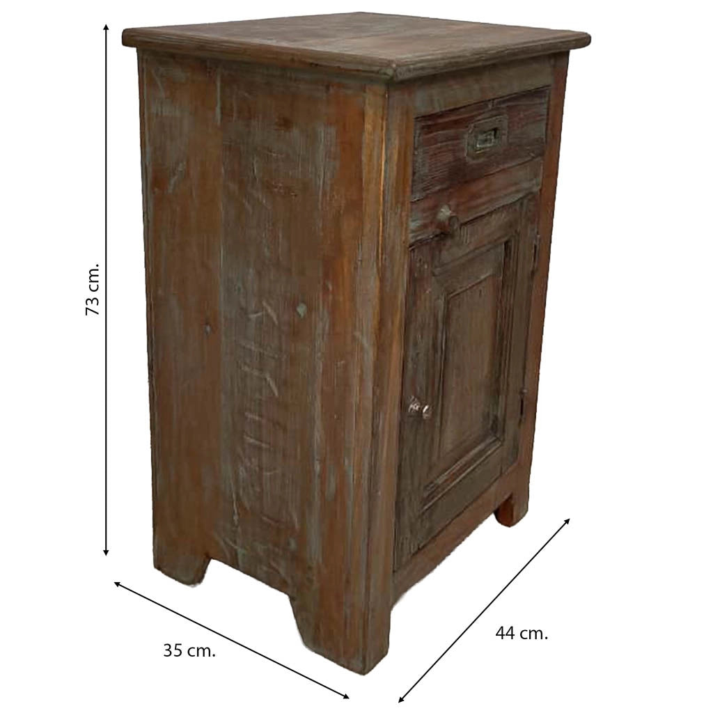 Comodino in legno fatto a mano44x35x73h cm
