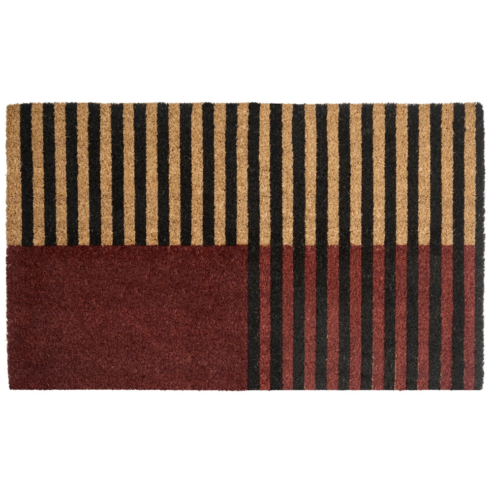 Zerbino marrone e beige in fibra di cocco con fondo in gomma 45 x 75 cm Antiscivolo Decorativo Motivo a strisce Zerbino di benvenuto
