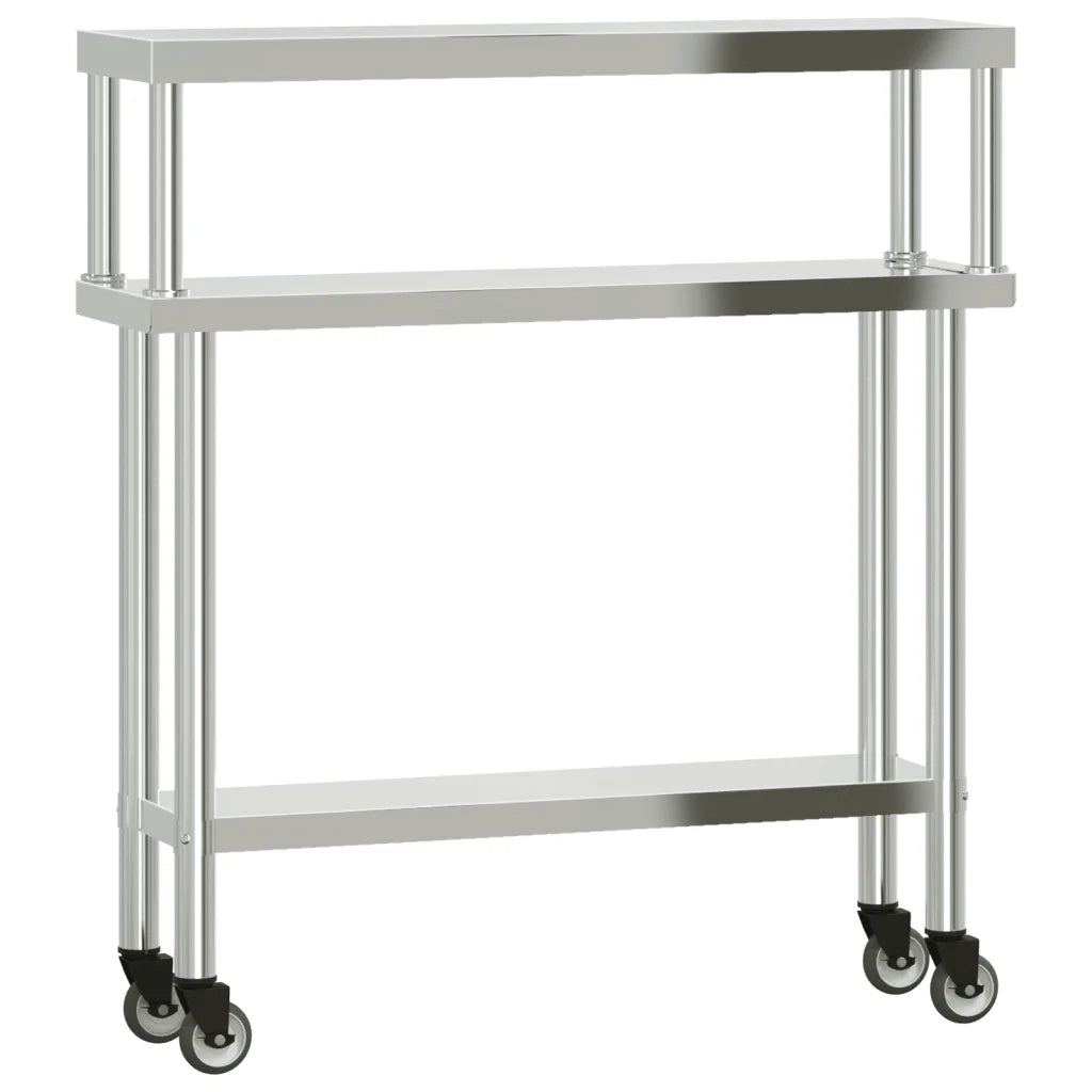 Tavolo Lavoro Cucina con Ripiano 110x30x120 cm Acciaio Inox CFW2911089