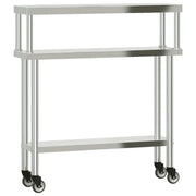 Tavolo Lavoro Cucina con Ripiano 110x30x120 cm Acciaio Inox CFW2911089