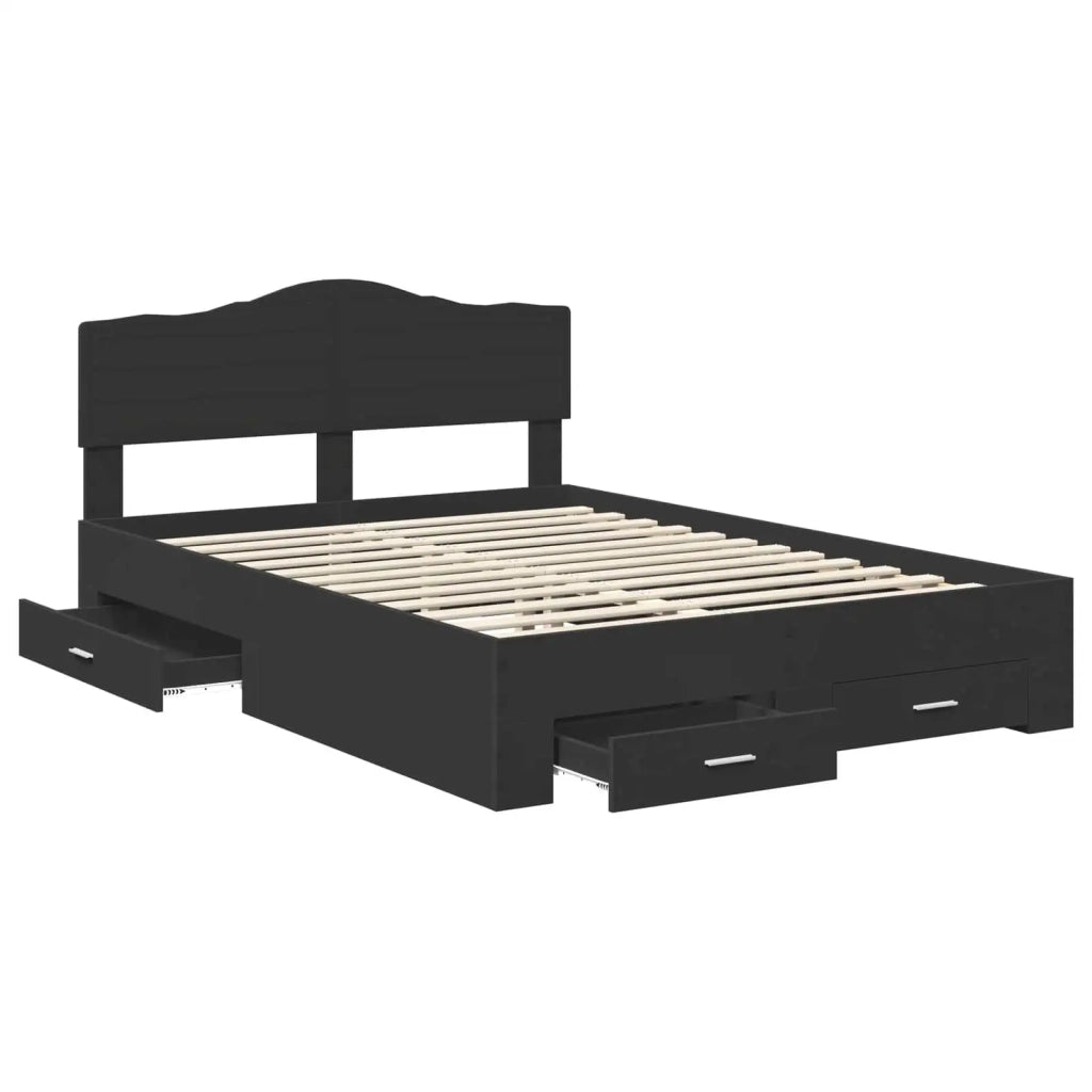 Letto matrimoniale | Letto per adulti | Struttura del letto Nero 140 x 190 cm Legno multistrato