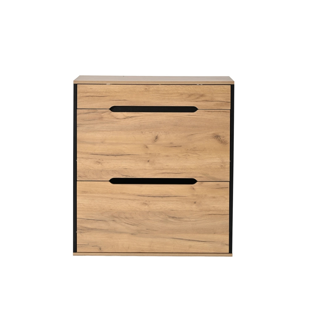 Set guardaroba modulare con scarpiera ribaltabile, panca portaoggetti, specchio e appendiabiti, Nero/Naturale, 156x36x176 cm