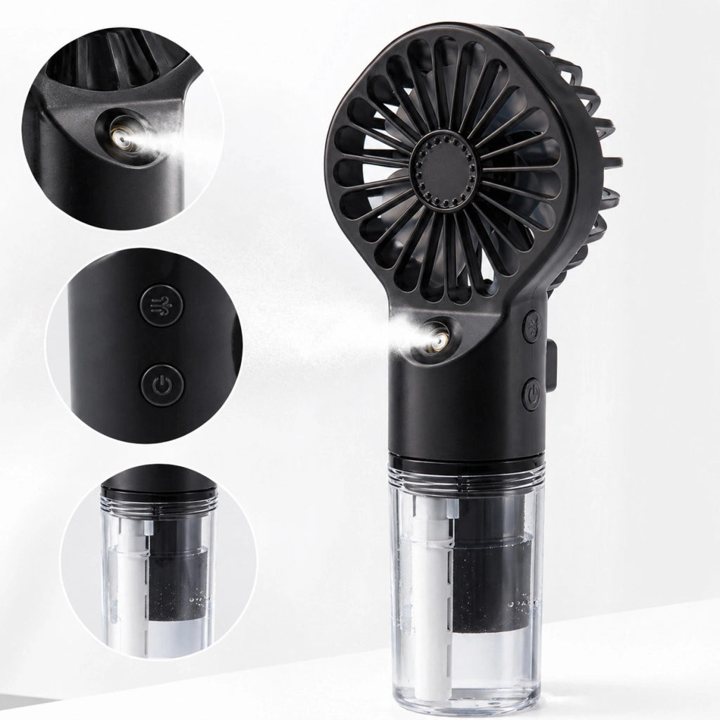 VENTILATORE PORTATILE CON SPRAY RICARICABILE USB MINI FAN UMIDIFICATORE AS-07115
