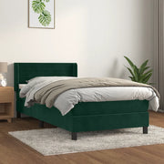 Giroletto a Molle con Materasso-Struttura Letto Verde Scuro 90x200 cm Velluto 276057