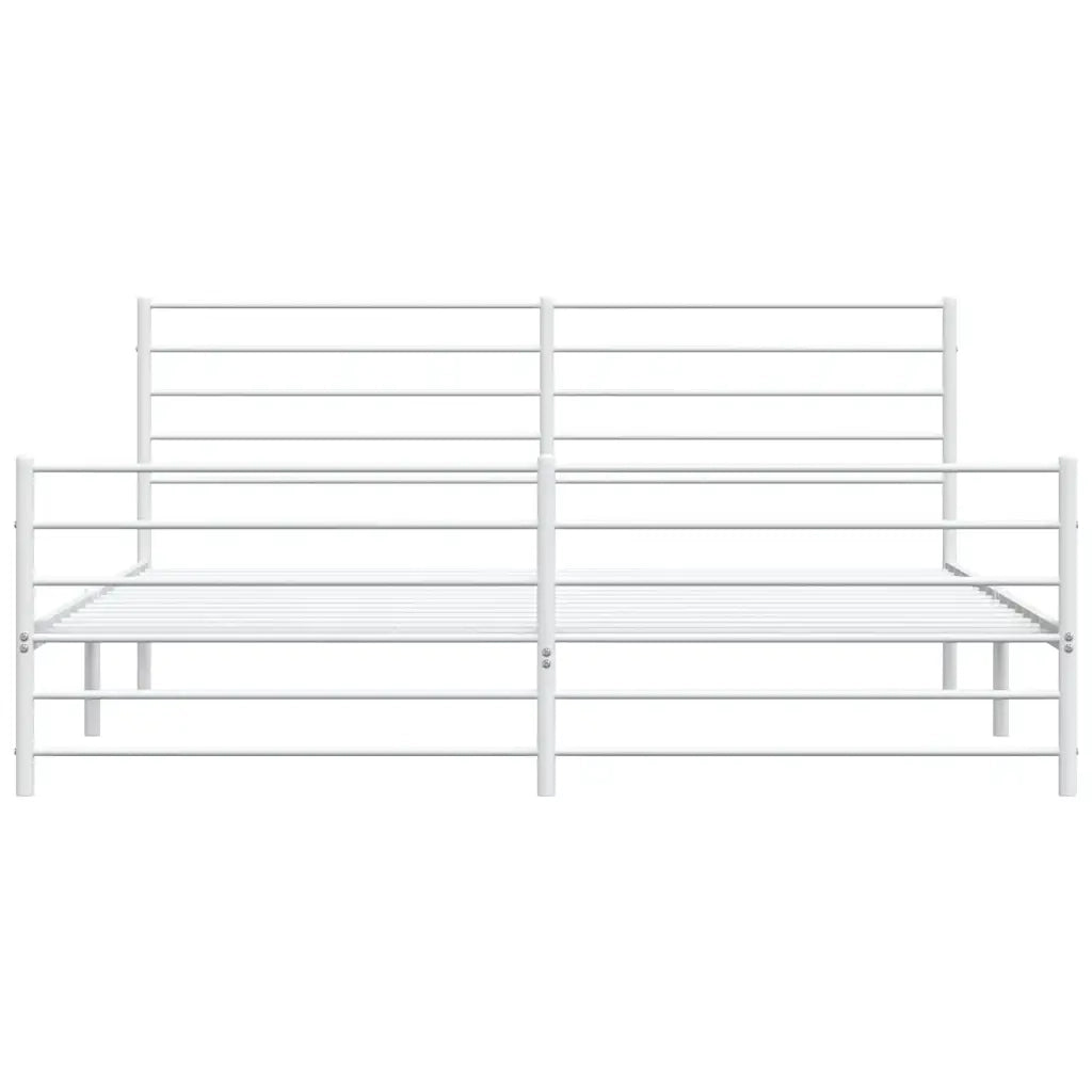Giroletto con Testiera e Pediera Metallo Bianco 180x200 cm 352390