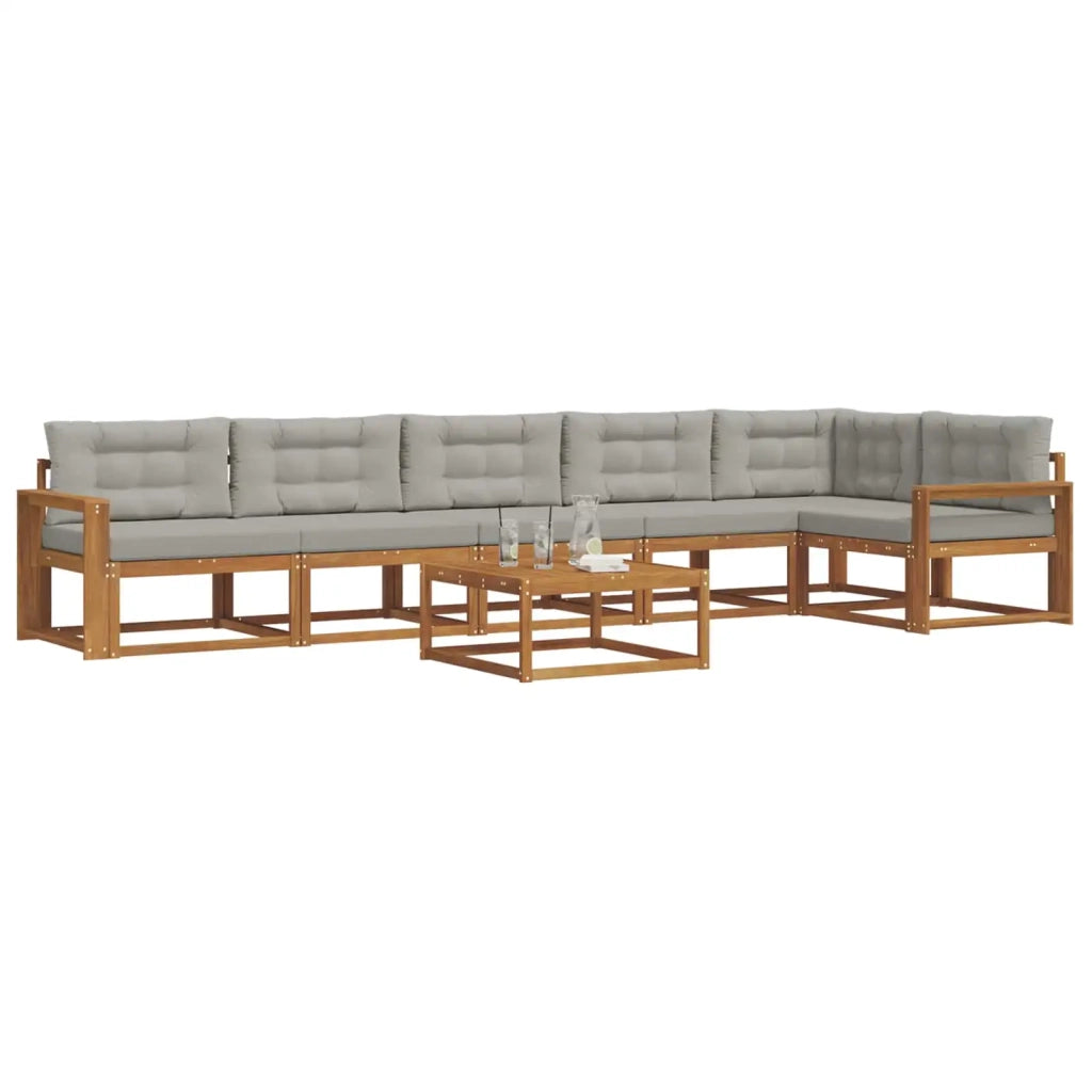 Set di divani da esterno 7 pcs Grigio Naturale e Chiaro 3367689