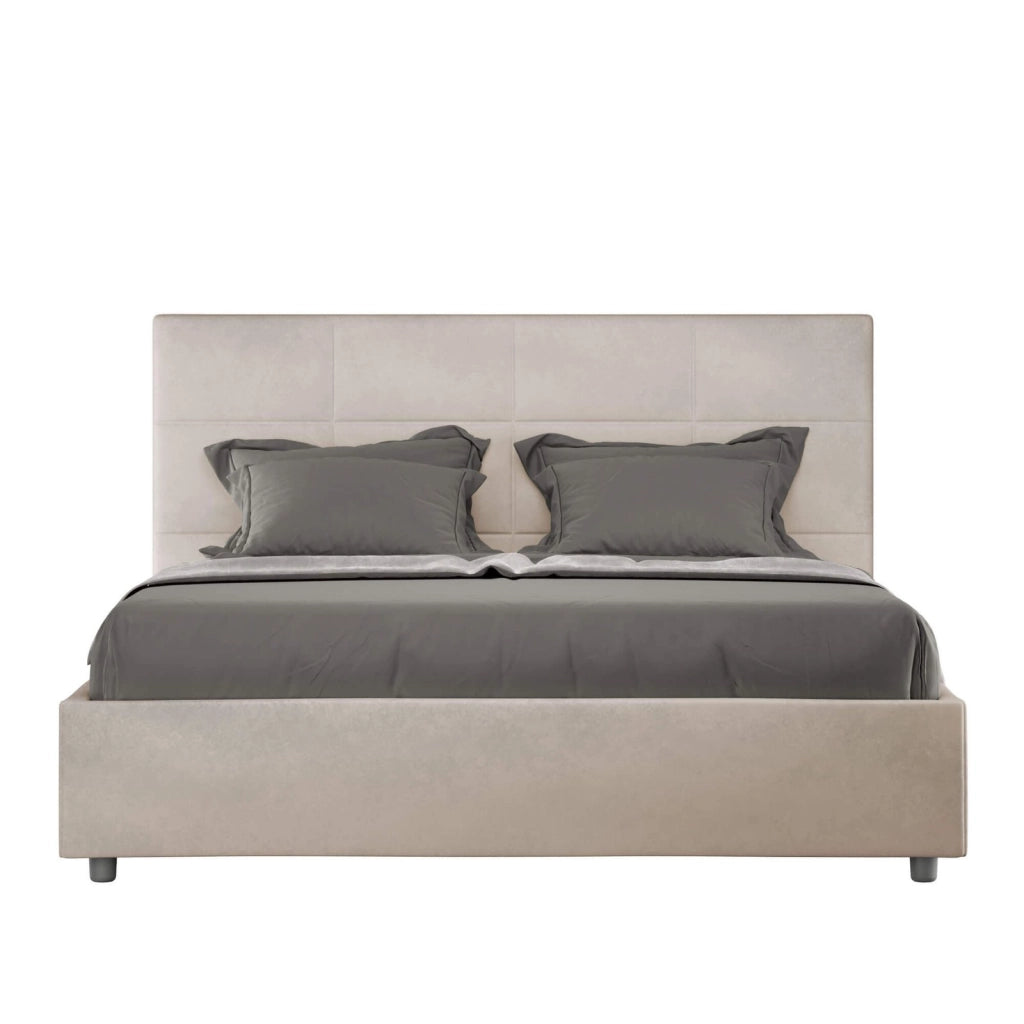 Letto una piazza e mezza senza rete imbottito 130x190 microfibra sabbia Mika