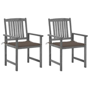 Sedie da Giardino con Cuscini 2 pz in Massello di Acacia Grigio cod mxl 75786