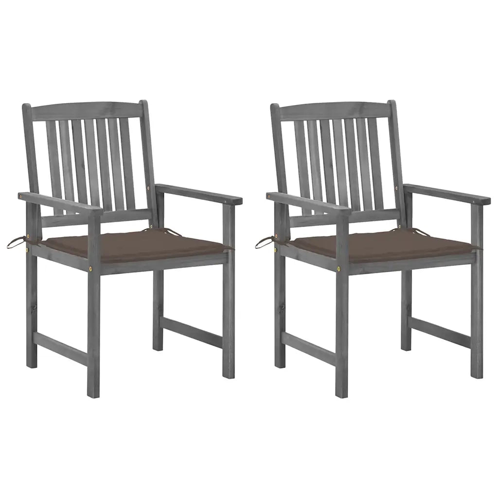 Sedie da Giardino con Cuscini 2 pz in Massello di Acacia Grigio cod mxl 75786