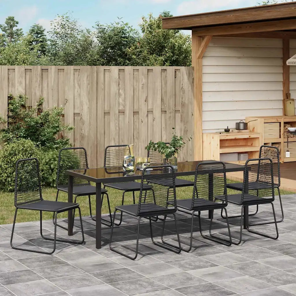 Set da Pranzo per Giardino 9 pcs Nero