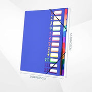Documentario A4, cartellino portatile pieghevole con 12 scomparti, organizzatore in plastica PP con cintura elastica, impermeabile, per attrezzature scolastiche ufficio