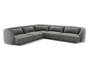 Cosmopolitan Design - Divano angolare reversibile "Tulum" 5 posti in velluto grigio chiaro 
