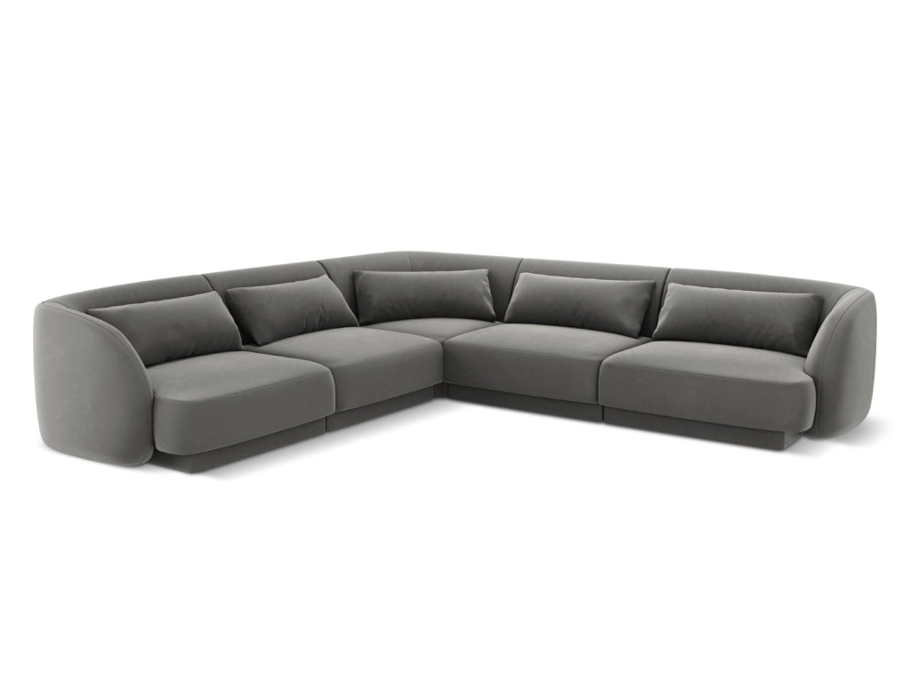 Cosmopolitan Design - Divano angolare reversibile "Tulum" 5 posti in velluto grigio chiaro 