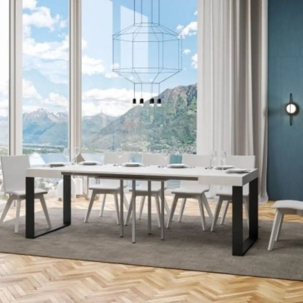 Tavolo allungabile 90/246x90 cm Tecno colore bianco frassino gambe antracite