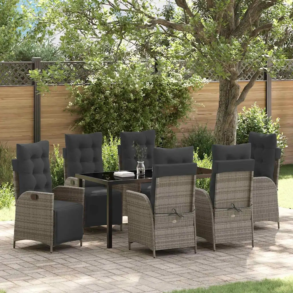 Set da Pranzo per Giardino con cuscino 7 pcs Grigio polyrattan 3380551