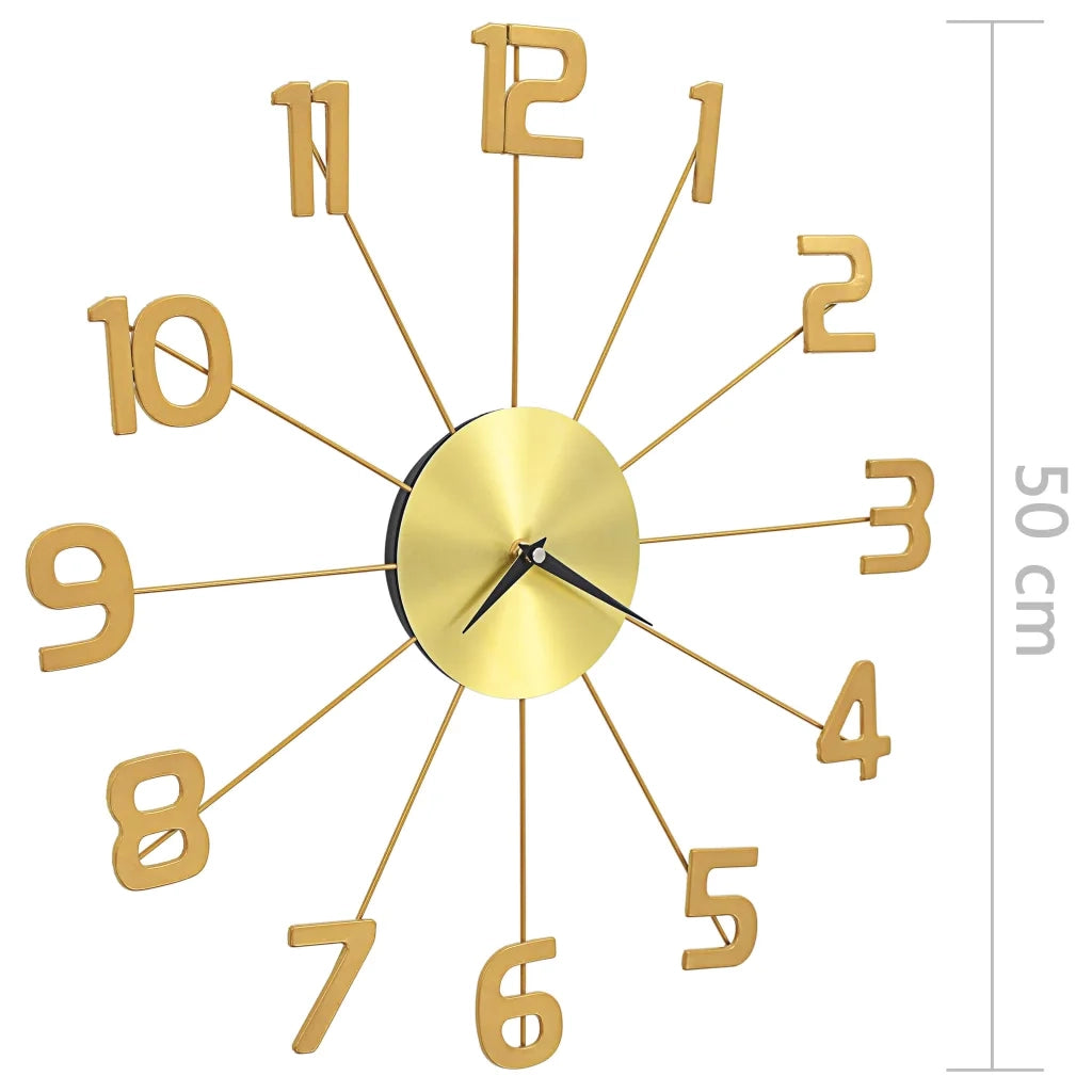 Orologio da Parete in Metallo 50 cm Dorato 283858