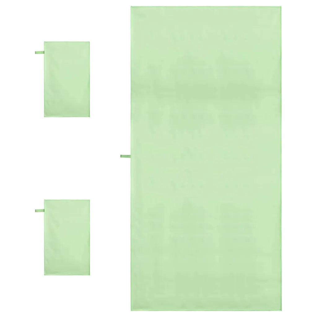 Set di Asciugamani Sportivi 3 pcs Verde Poliestere e poliammide