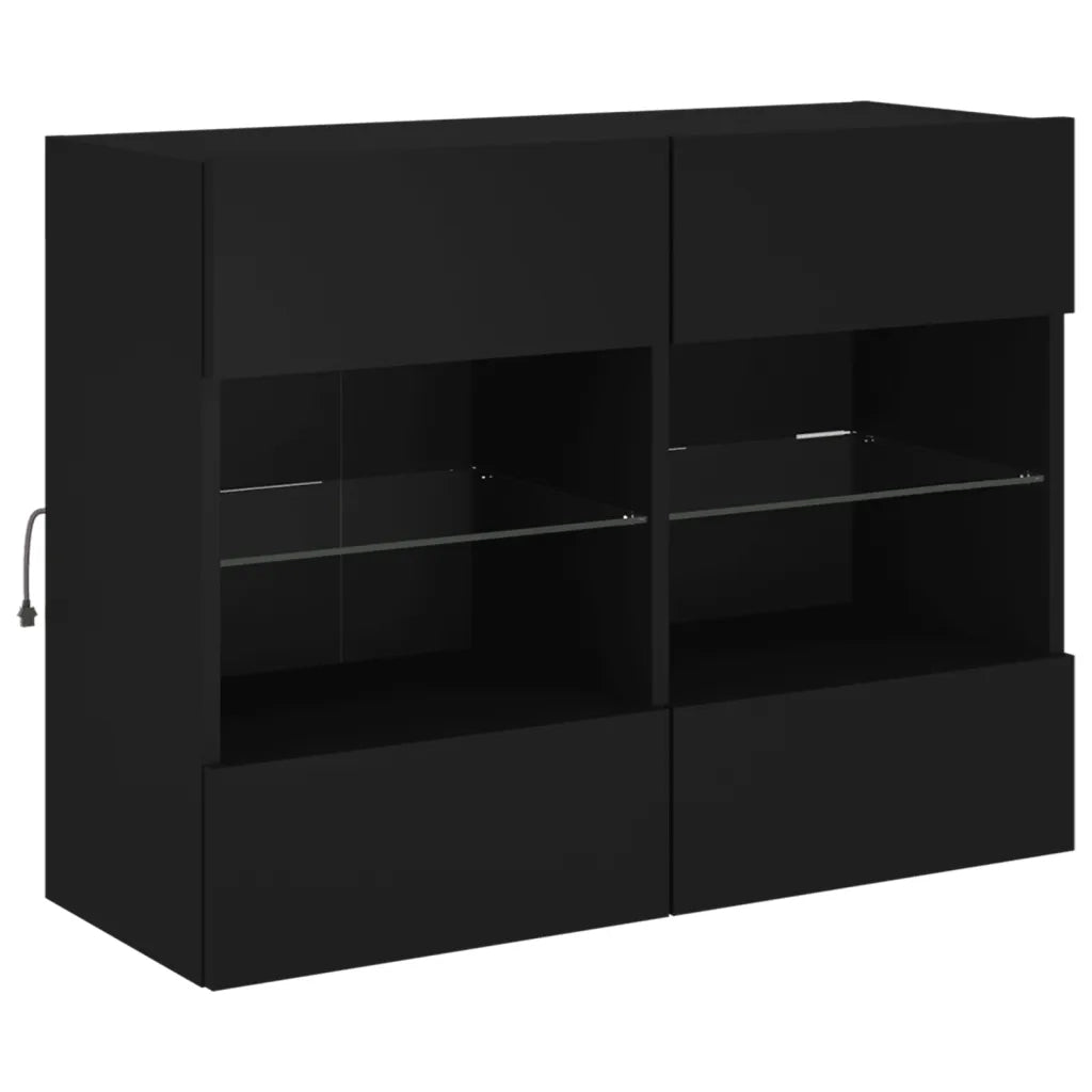 Mobile TV a Parete con Luci LED Nero 78,5x30x60,5 cm 837100