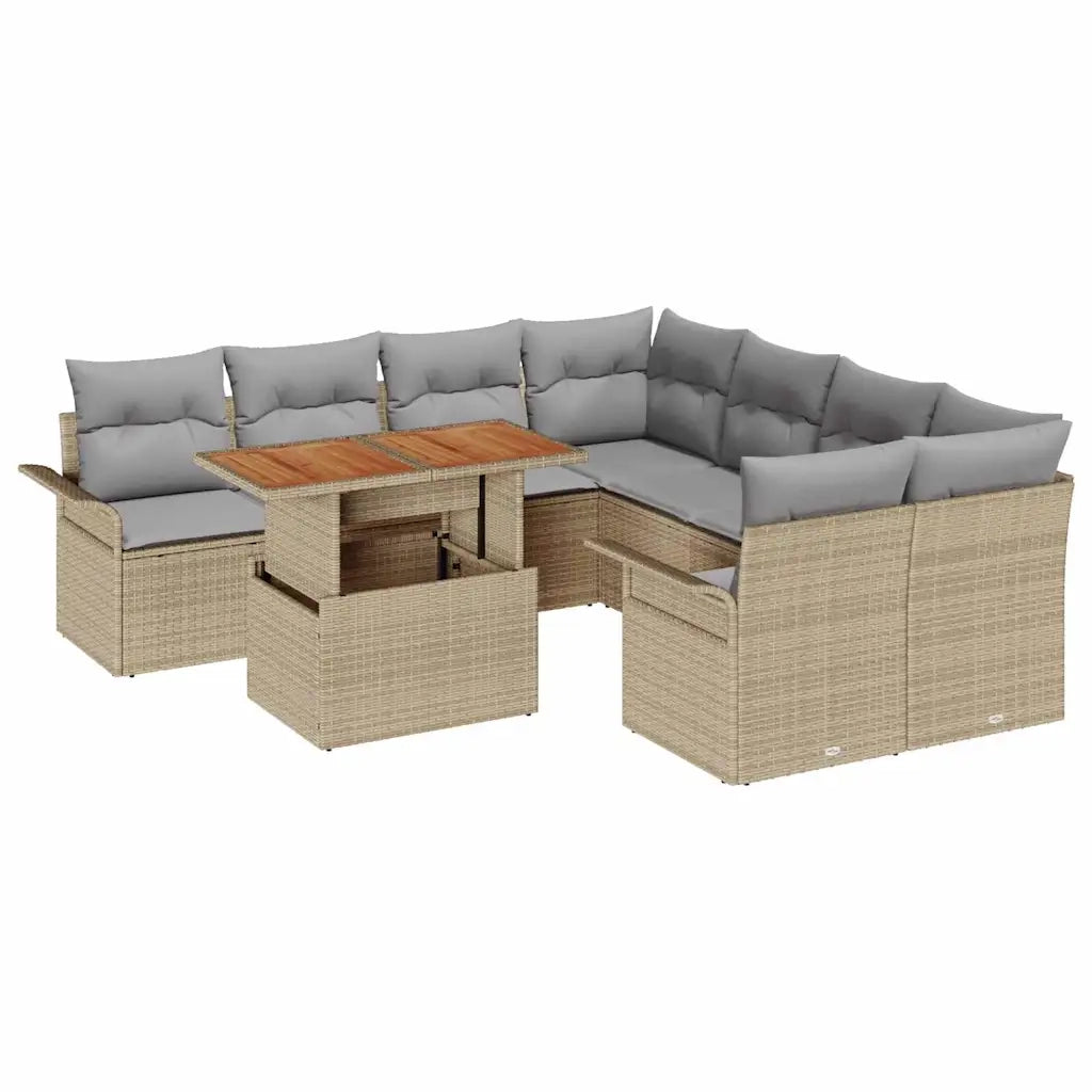 Set Divano da Giardino con cuscino beige e grigio chiaro