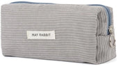 Etui a corduroy, borsa per ragazze, grande borsa con cerniera per ragazze e ragazzi, adulti, studio, must-have per la scuola, materiale scolastico, borsa estetica per adolescenti (grigia)