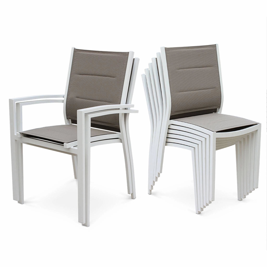 Set tavolo da giardino allungabile in alluminio con 8 posti, bianco