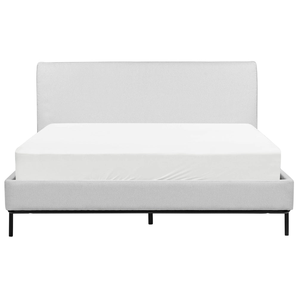 Letto a doghe Grigio Poliestere Tessuto Imbottito 160 x 200 cm EU Matrimoniale Design Moderno