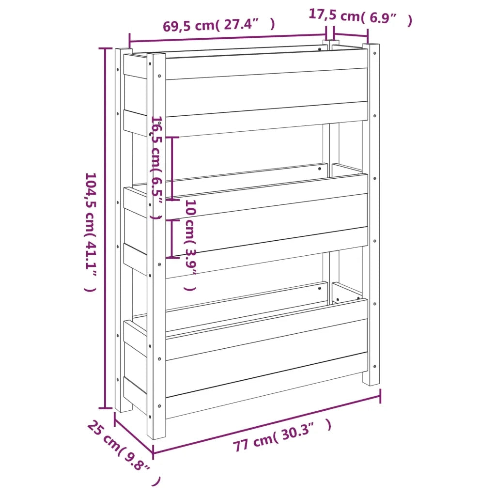 Fioriera-Vaso-Contenitore per Piante Bianca 77x25x104,5 cm in Legno Massello di Pino