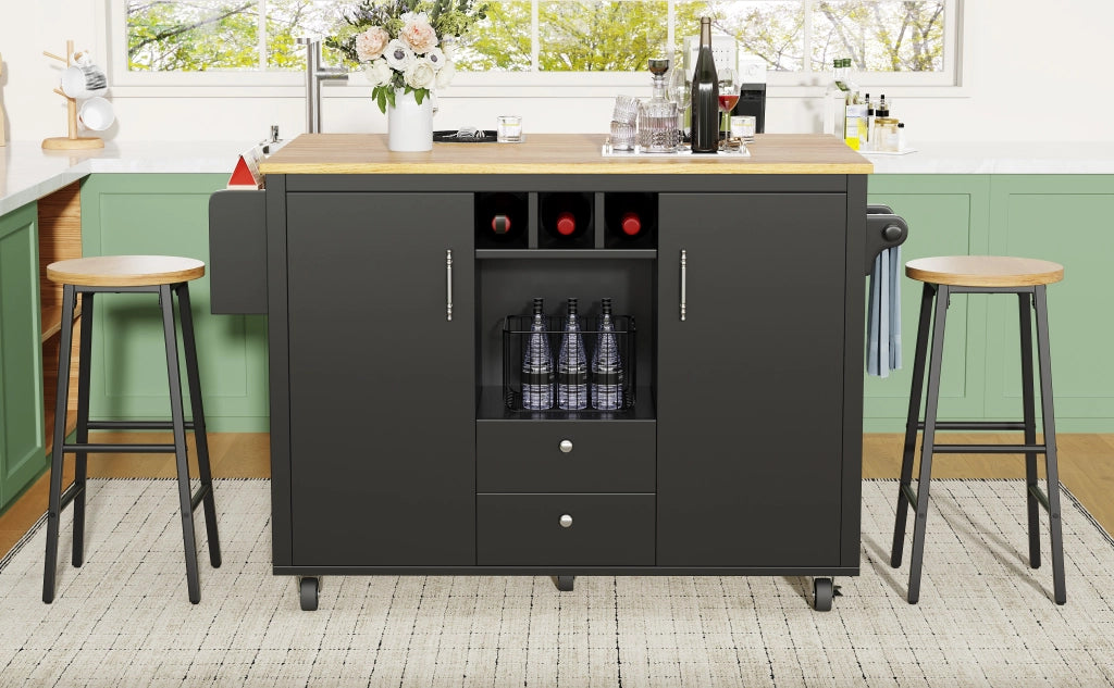Sgabello da bar 2 pezzi con seduta effetto legno e due poggiapiedi, piedi regolabili e struttura in metallo nero 63 cm