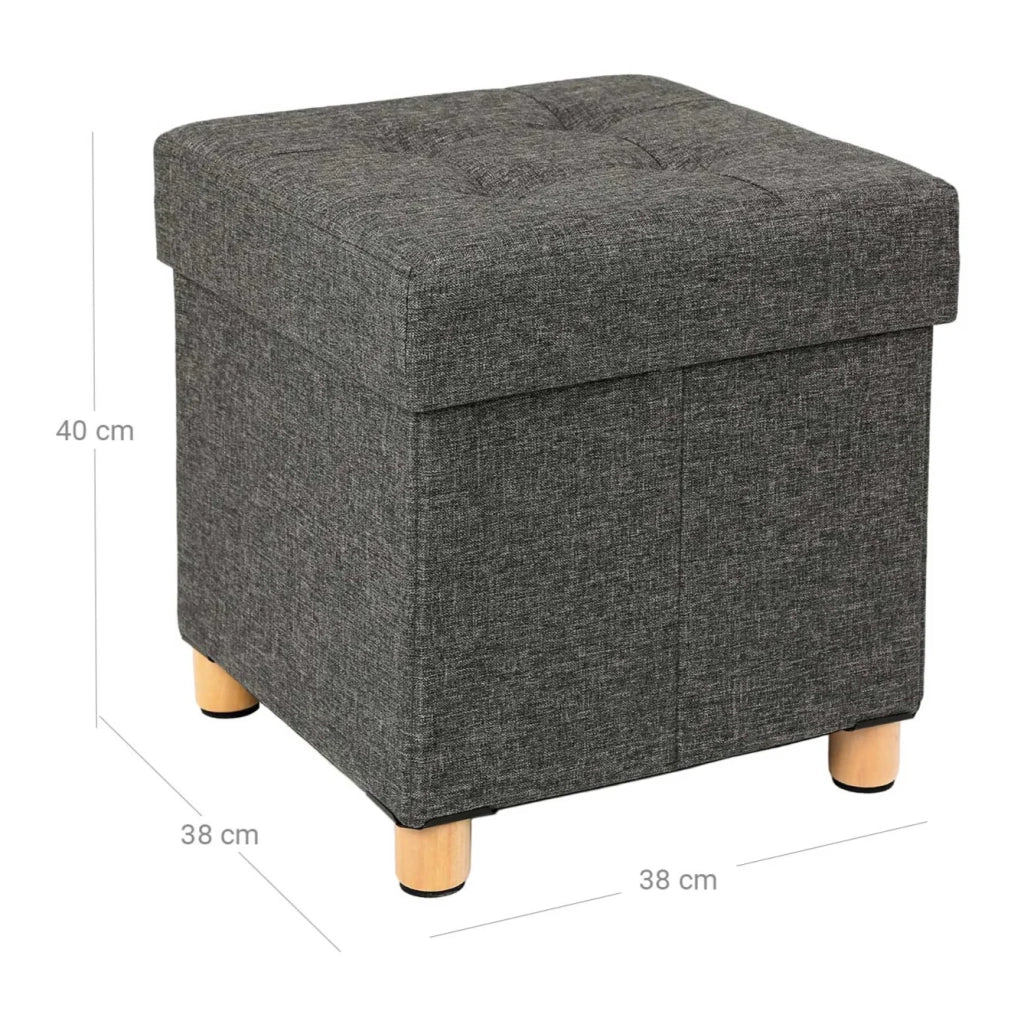 Pouf contenitore contenitore salvaspazio sgabello pieghevole poggiapiedi grigio scuro 12_0007277