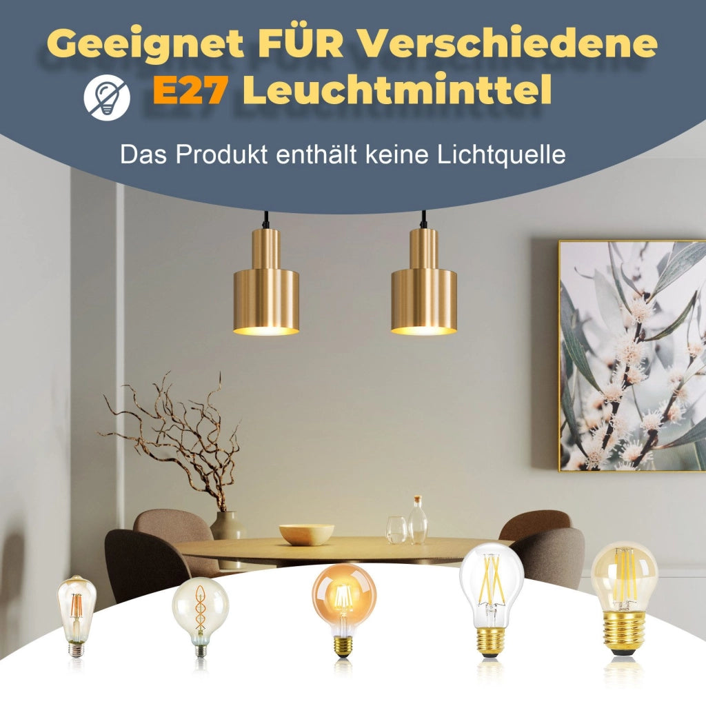 Lampada a sospensione ZMH per sala da pranzo 1 fiamma moderna in metallo E27 color oro per cucina