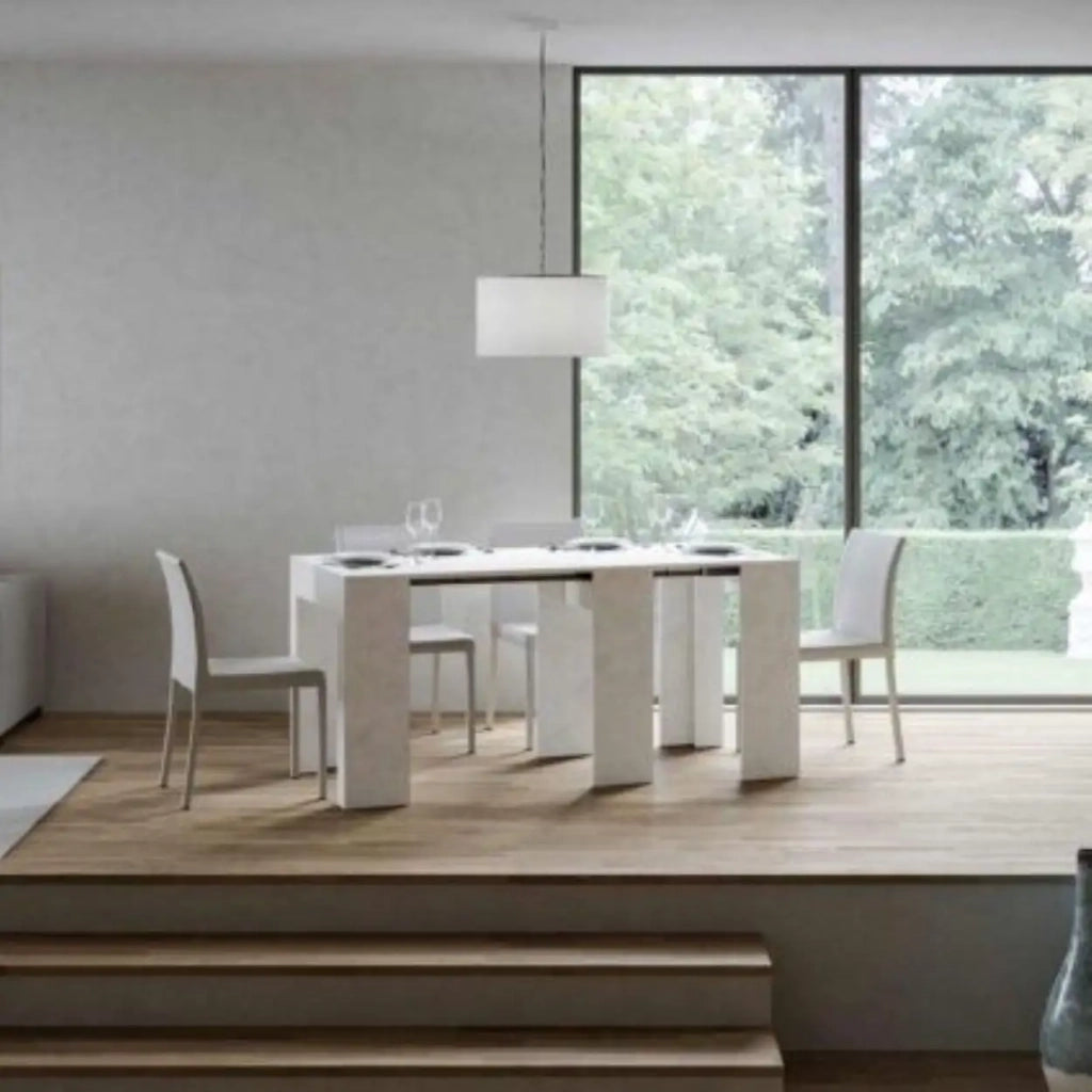 Consolle allungabile 78x47/299 cm Allin bianco spatolato allunghe interne
