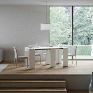 Consolle allungabile 78x47/299 cm Allin bianco spatolato allunghe interne