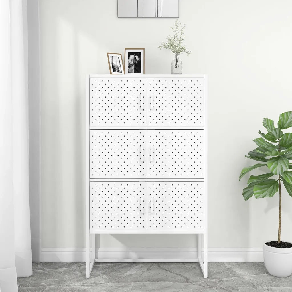 Credenza Alta Bianca 80x35x135 cm in Acciaio 335878