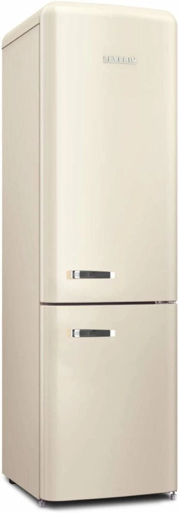 Severin frigorifero congelatore combinato total nofrost, posa libera, larghezza 54 cm, 250 l, classe e, veggibox inclusa, retrò, crema, rkg 8929 [classe di efficienza energetica e]