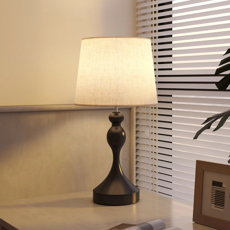 Lampada da tavolo a LED con 3 temperature di colore, lampada da comodino con porte di ricarica USB A+C, paralume in lino, nera