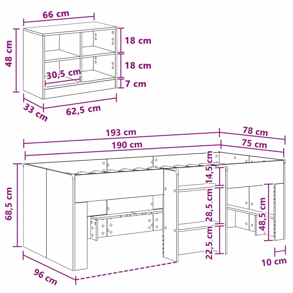 Struttura Letto Loft con Mobile 3 pz Rovere Nero 3423431