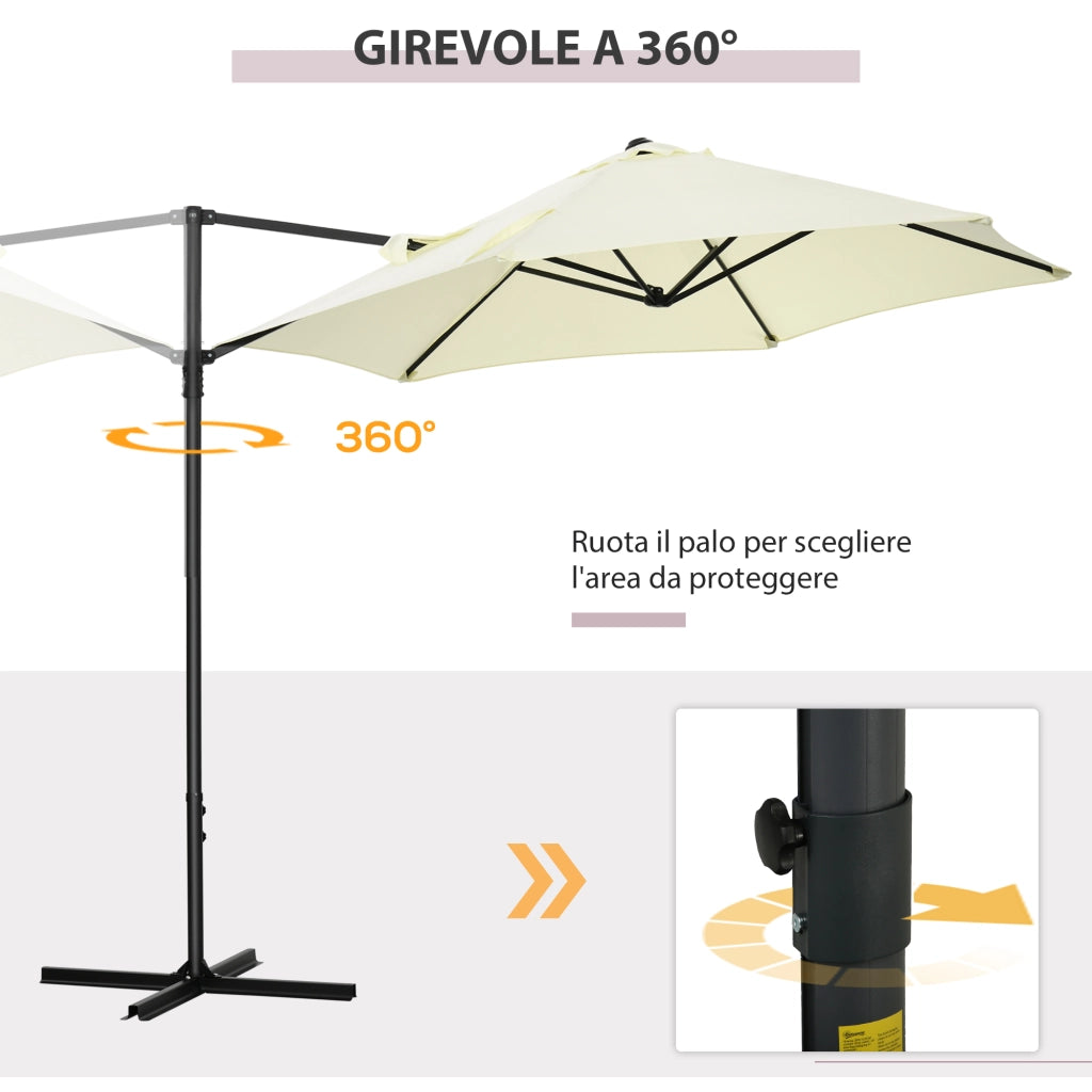 Ombrellone da Giardino 2.6x2.5 m ¨C Zephmum ¨C Beige, Rotazione 360¡ã, Manovella