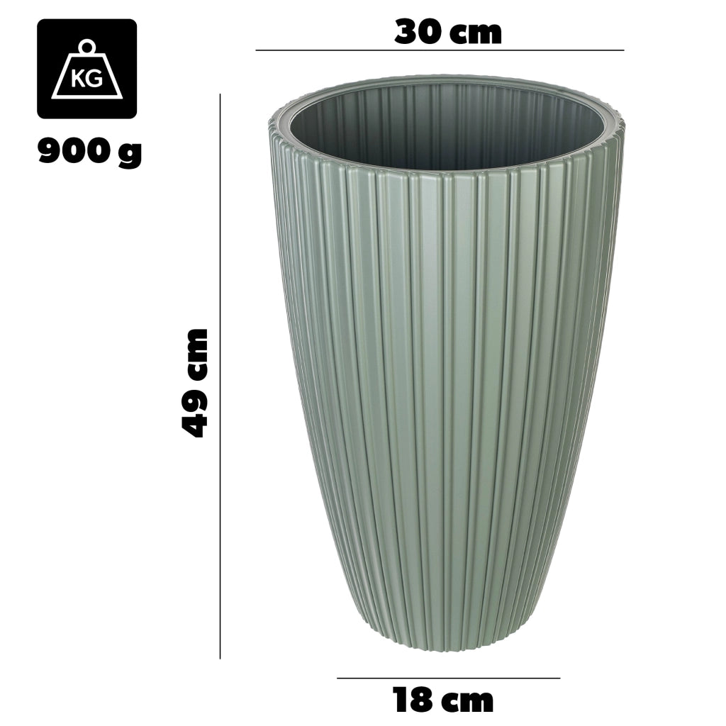 Vaso da fiori KADAX da 30 cm con inserto, vaso da fiori in plastica, verde