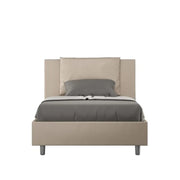 Letto una piazza e mezza contenitore imbottito 120x190 similpelle tortora Antea