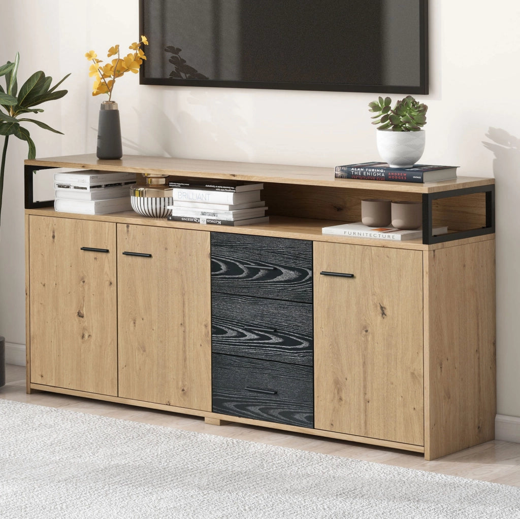 Credenza moderna con 3 ante e 3 cassetti, 150 cm