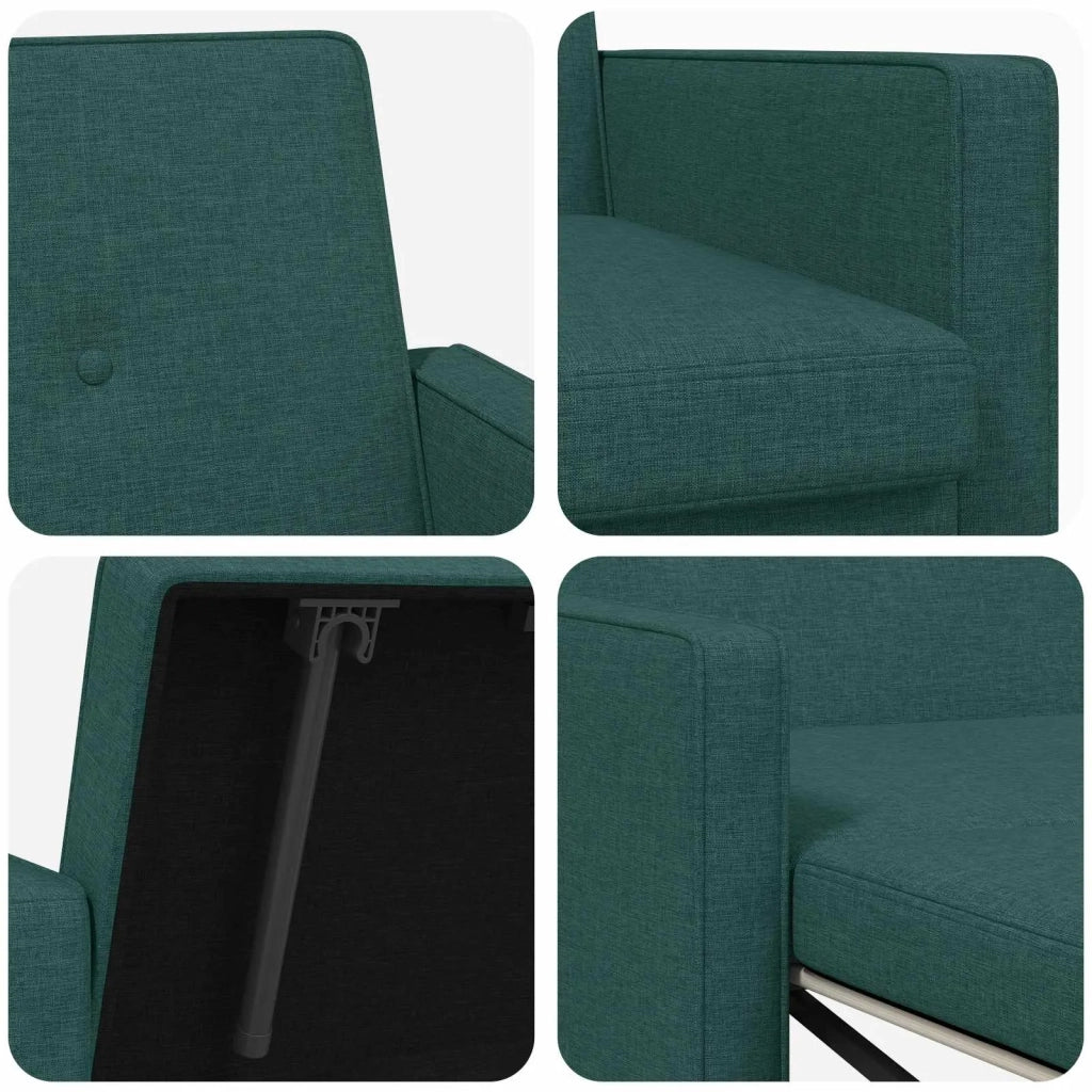 Divano Letto Estraibile Verde Scuro Tessuto