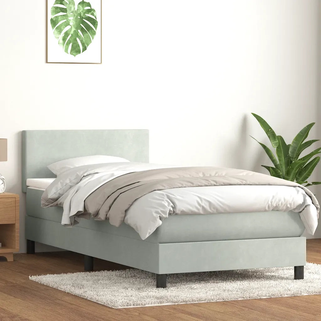 Giroletto a Molle con Materasso Grigio Chiaro 80x210 cm Velluto 3315993