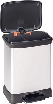 Afvalemmer Stile con Pedale e Tasca 30L in Nero/Bianco Metallizzato