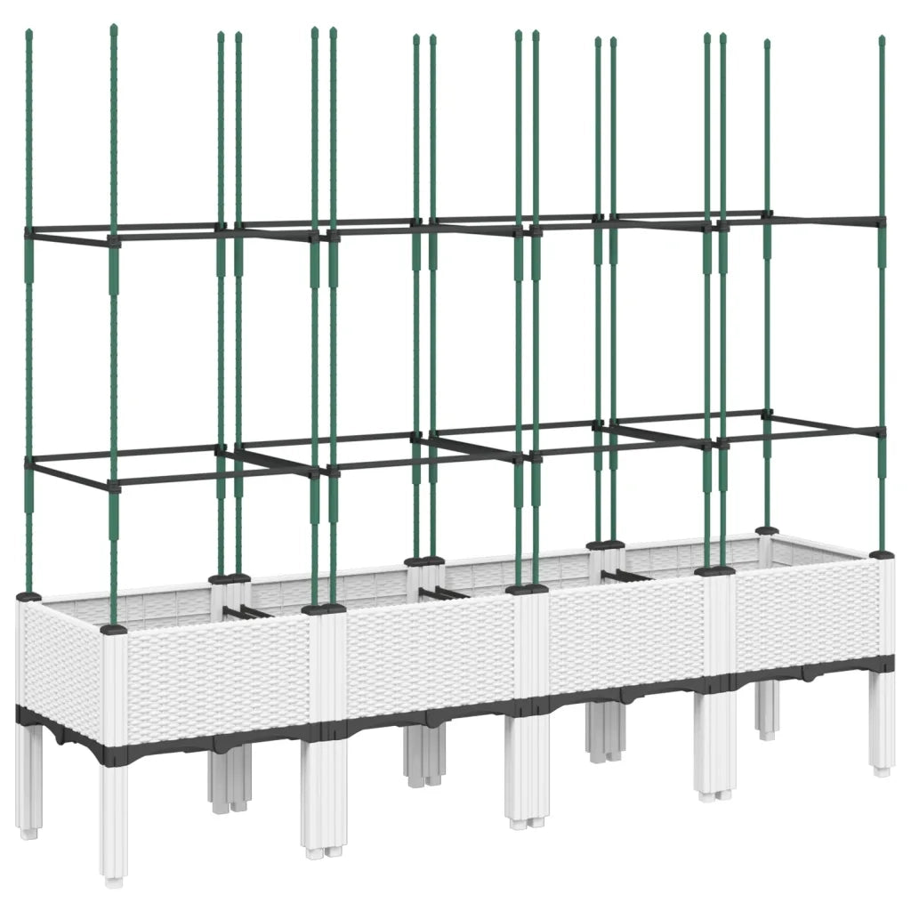Fioriera da Giardino con Graticcio-Vaso da Esterno-Fioriera con Griglia Bianco 160x40x142,5 cm PP