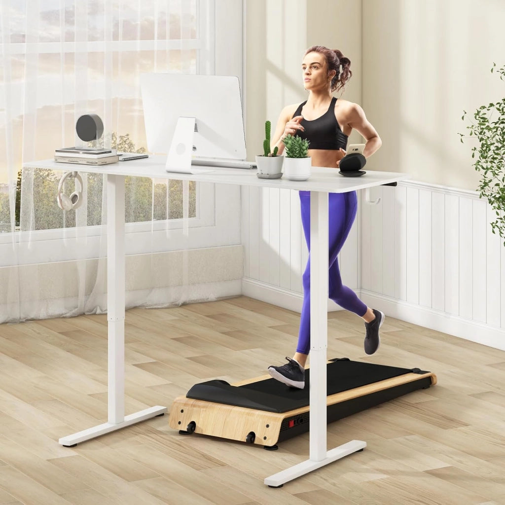Scrivania da seduta in piedi elettrica 160 x 60 cm, scrivania regolabile in altezza 71,5 – 116,5 cm, sistema anti-collaudo, 2 ganci per appendere, fori per cavi, bianco