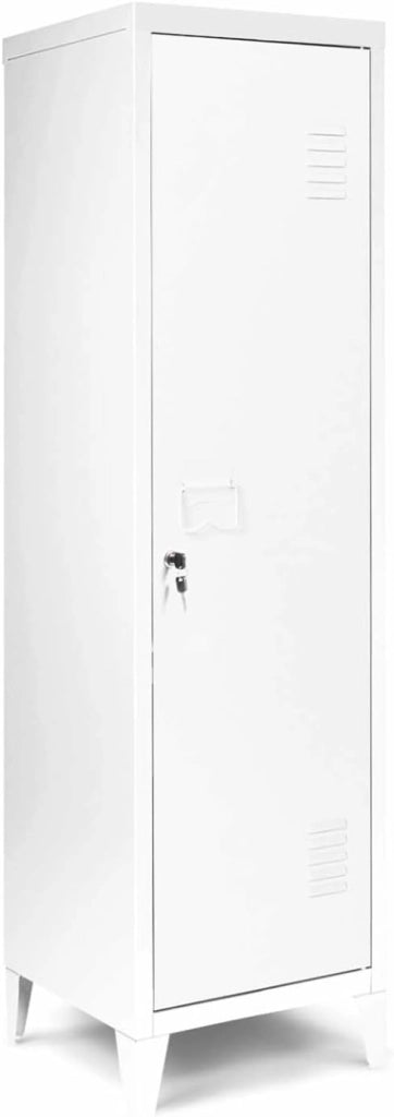Armadietto ESTER con porta in metallo bianco, design industriale